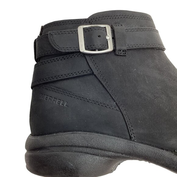 Merrell Andover Bluff Waterproof Womens 8 Nubuck Leather Ankle Booties Black Buc - Picture 11 of 13